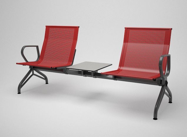 Многоместная секция Aero PLUS 2П со столиком без мягкого элемента c увеличенным посадочным местом 615мм